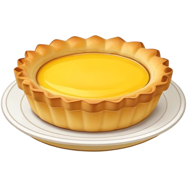 Hong Kong egg tart with yellow custard filling, simplified emoji style with bold outlines and bright colors, cartoon style Dan Ta pastry emoji