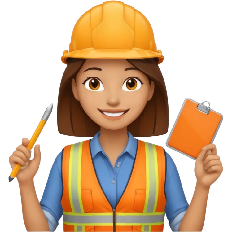 worker woman wearing orange west holding a ruler emoji