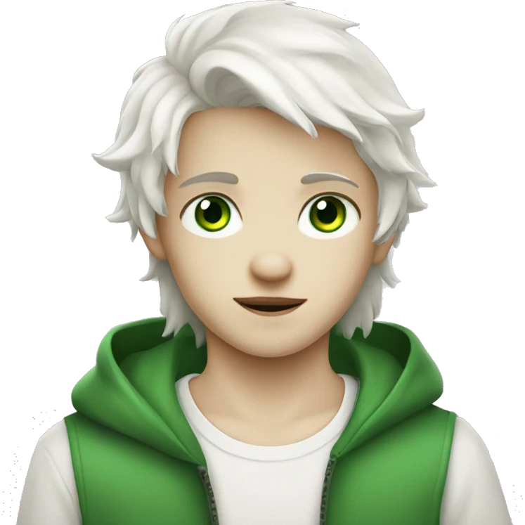 White Wolf boy with green eyes emoji
