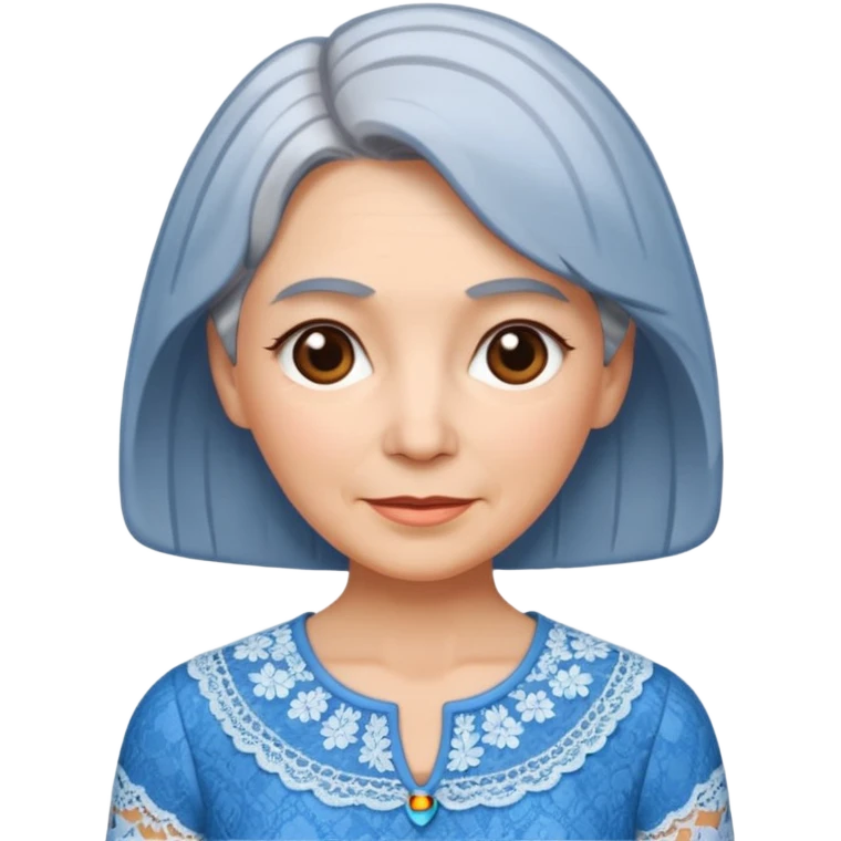 grey haired woman with lace patterned blue top emoji