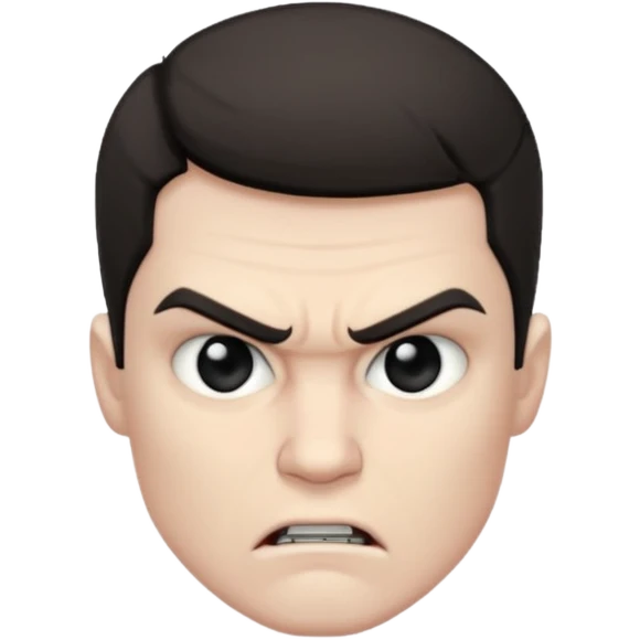 Angry mood my  pretty handsome bratz man, with black black black  eyes,  short dar, pale skin, defined jawlines emoji