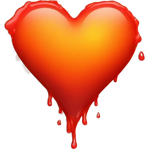 bleeding red heart shape glowing red-orange emoji