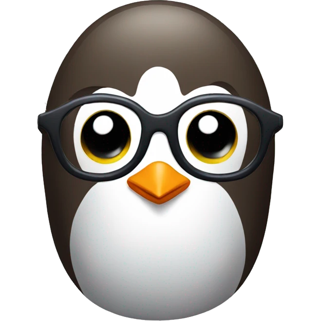 Penguin with brown hair and glasses emoji