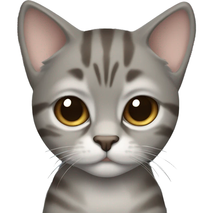 Body builder grey Brown tabby cat with dark torquoise eyes emoji