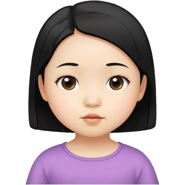 close up toddler girl face, Asian small eyes, light skin, straight black hair, no body, no neck emoji