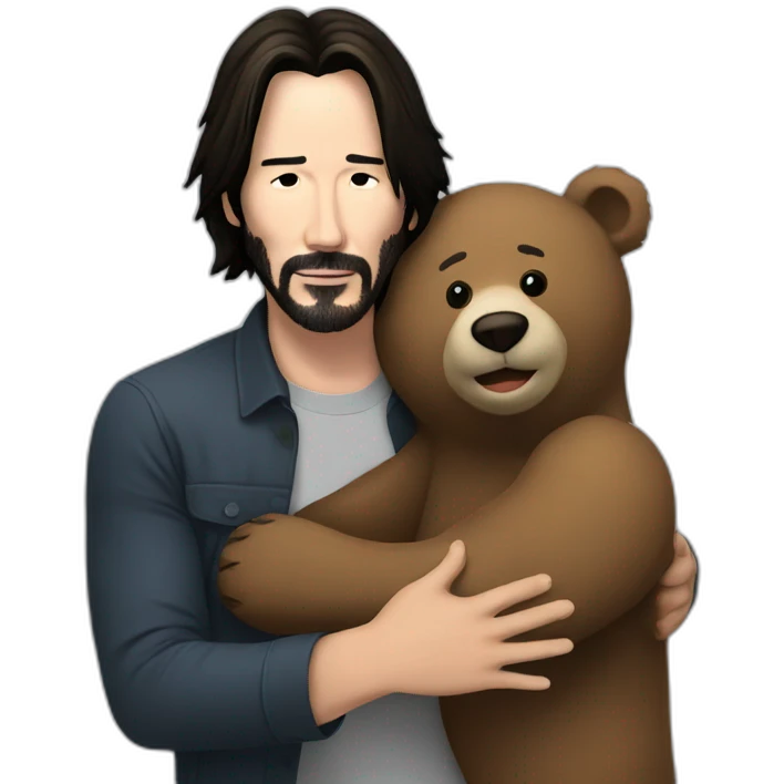 Keanu Reeves hugs a bear emoji