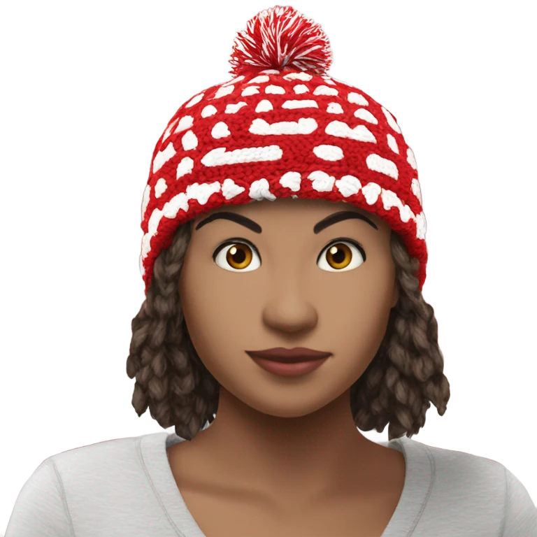 red and white crochet beanie emoji