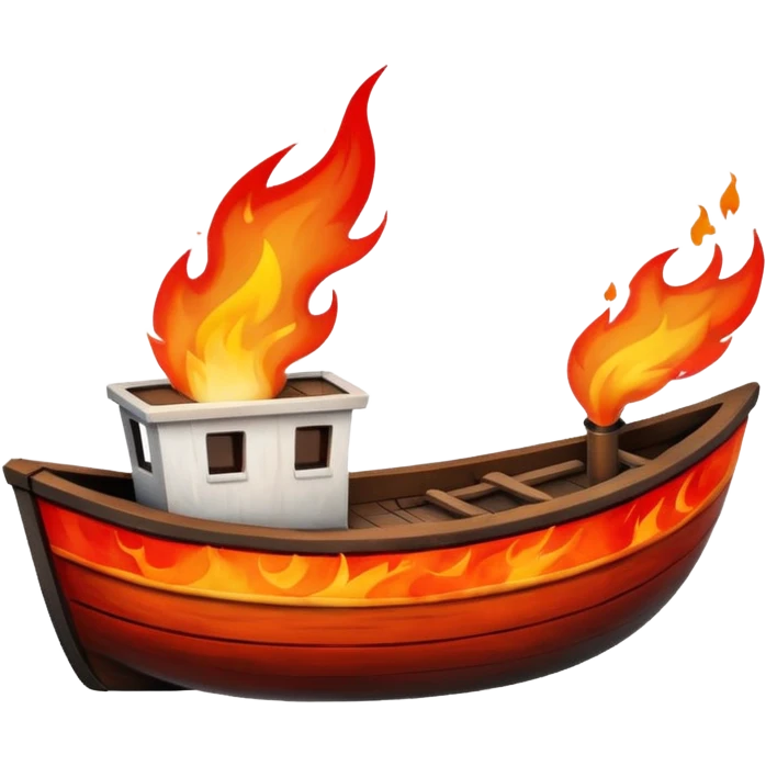 Wooden boat on fire emoji