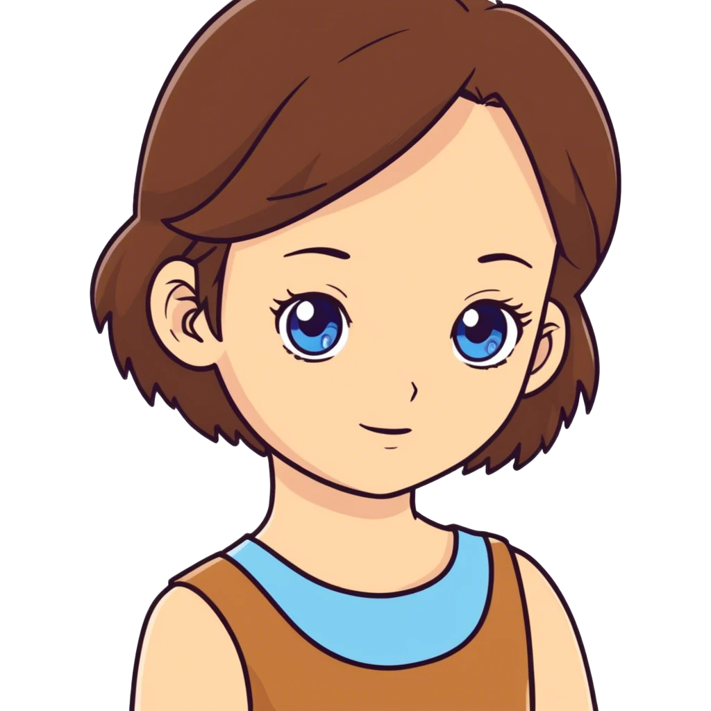 White girl with brown hair past shoulders blue eyes tanned but white skin  emoji