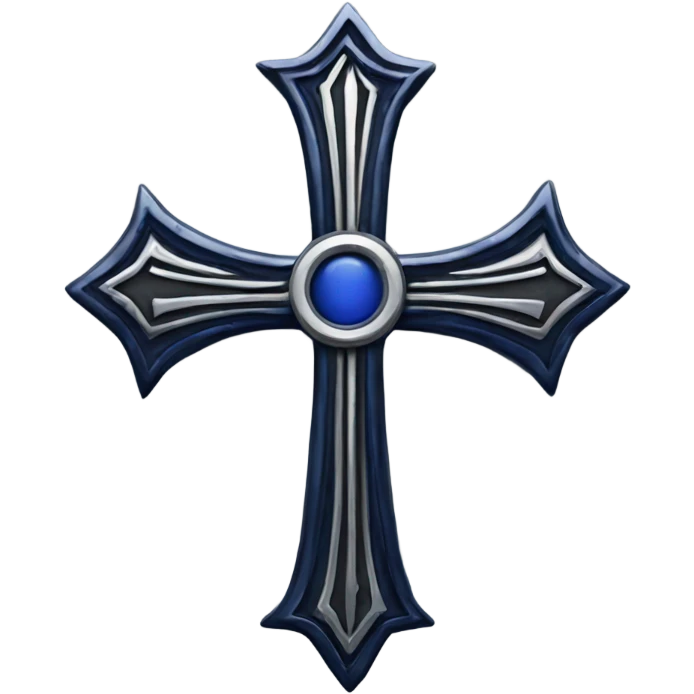 generate a gothic cross in black and silver and navy blue emoji