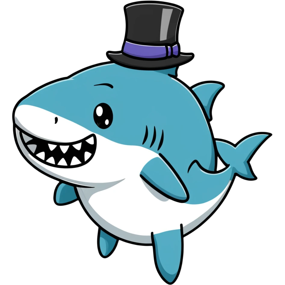 Shark with a top hat emoji