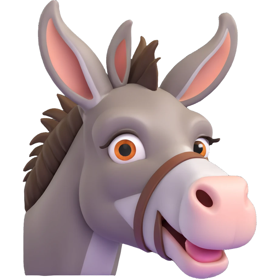 a donkey with its left eye pointed to the left and right eye pointed to the right emoji