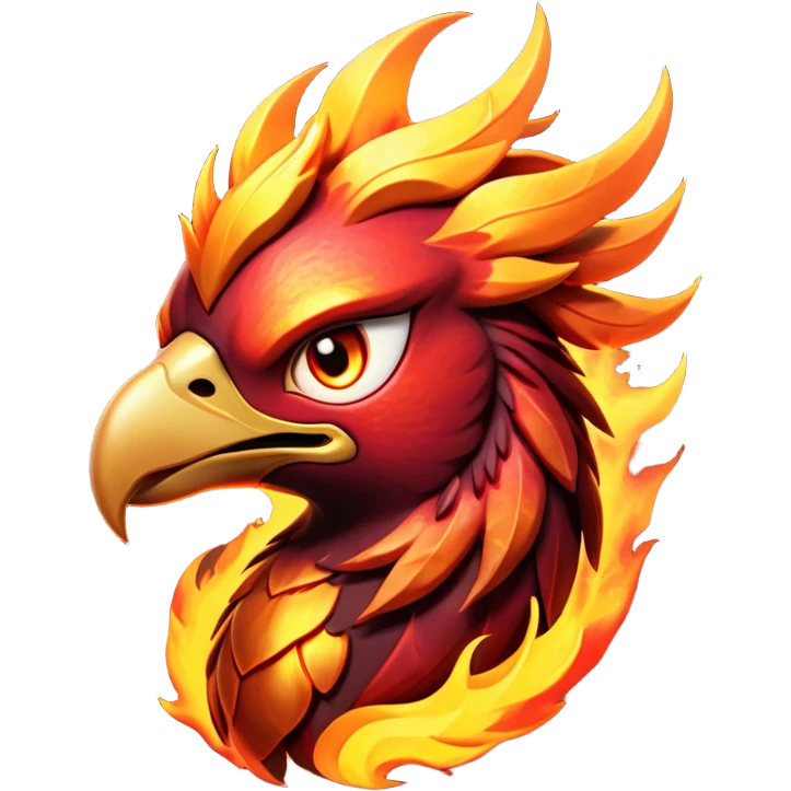 Cinematic Battle-Hardened Mystical Fire Phoenix Portrait Emoji, head tilted dramatically with a defiant, almost mocking smirk. Featuring a striking, rugged form with intensely scarred, flame-scorched feathers and eyes that burn with warrior-like fury, this phoenix embodies unapologetic badassery. Rendered with vibrant, lifelike textures and dynamic, contrasting shadows, high shine, and a bold soft glowing outline, it captures the essence of a phoenix ready to rise and scorch any challenge with battle-hardened might. emoji