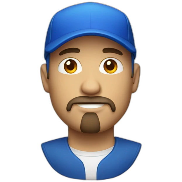 white man with goatee and blue cap emoji