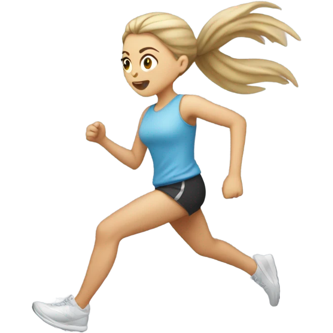 White Girl with ponytail running from owl emoji
