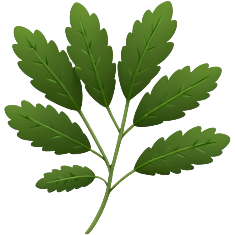 fresh thyme sprig, thin green stems, clusters of tiny oval deep green leaves, delicate, slightly woody base, dense evenly spaced leaves, soft lighting, emoji scale emoji