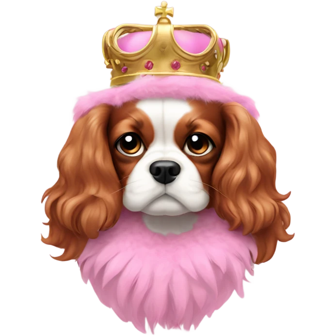 King Charles cavalier in pink boa emoji