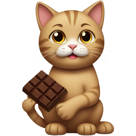 Cat with chocolate in paws emoji