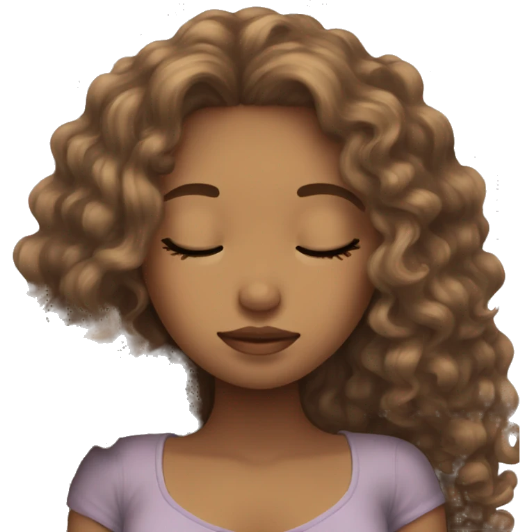 IGirl with long curly hair sleeping emoji