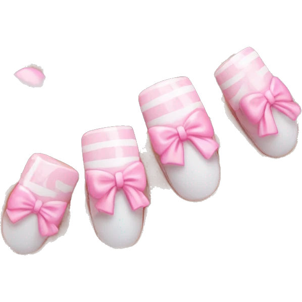 Acrylic nails with pink bow on hand emoji