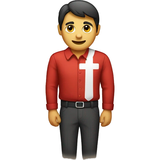 a red shirt with a little white cross in the right corner  emoji