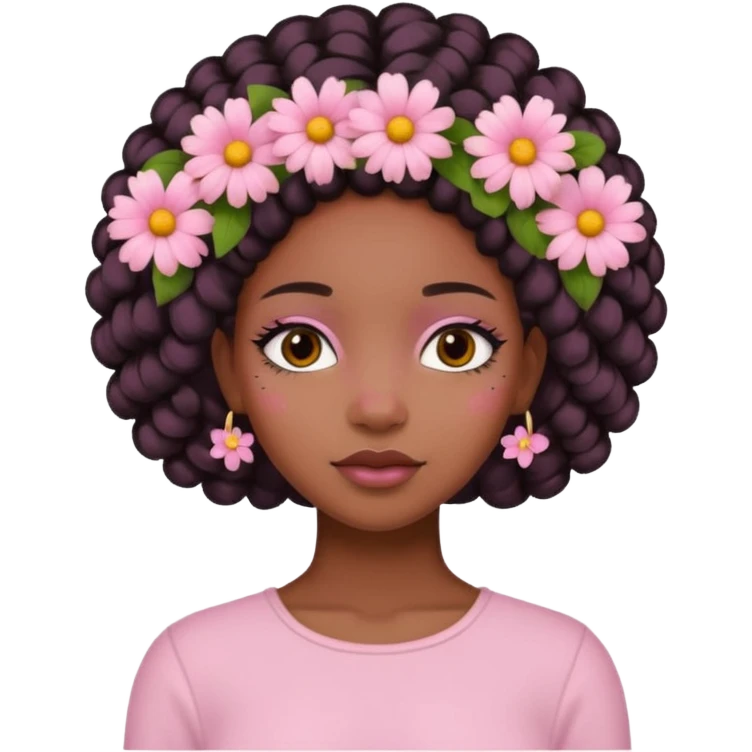 Pastel Pink Black Girl With Flowers emoji