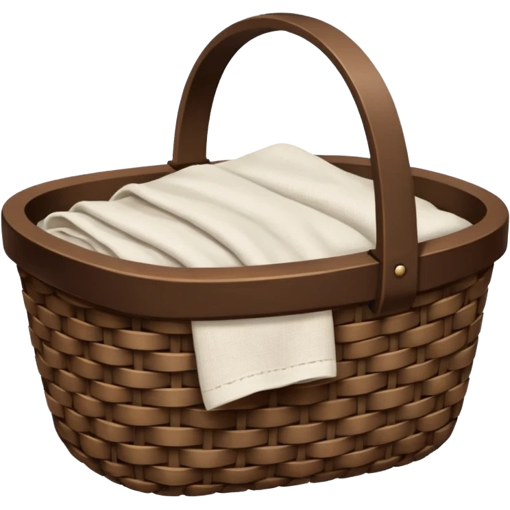 A woven raffia dark Brown basket with fresh washed linen emoji