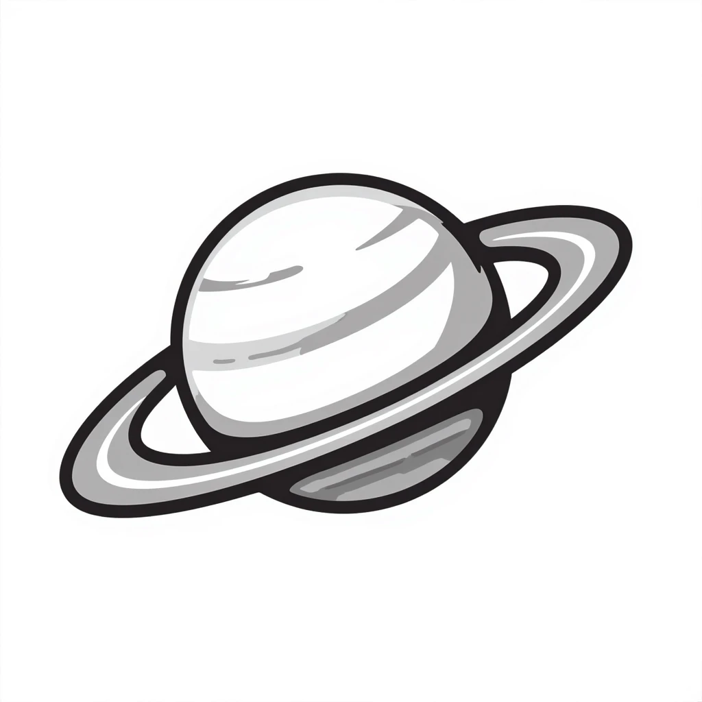 Hand-drawn Saturn planet in grey tones emoji