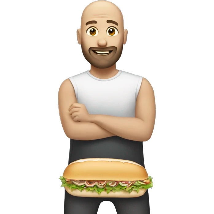 Bald guy with beard eating a sub emoji