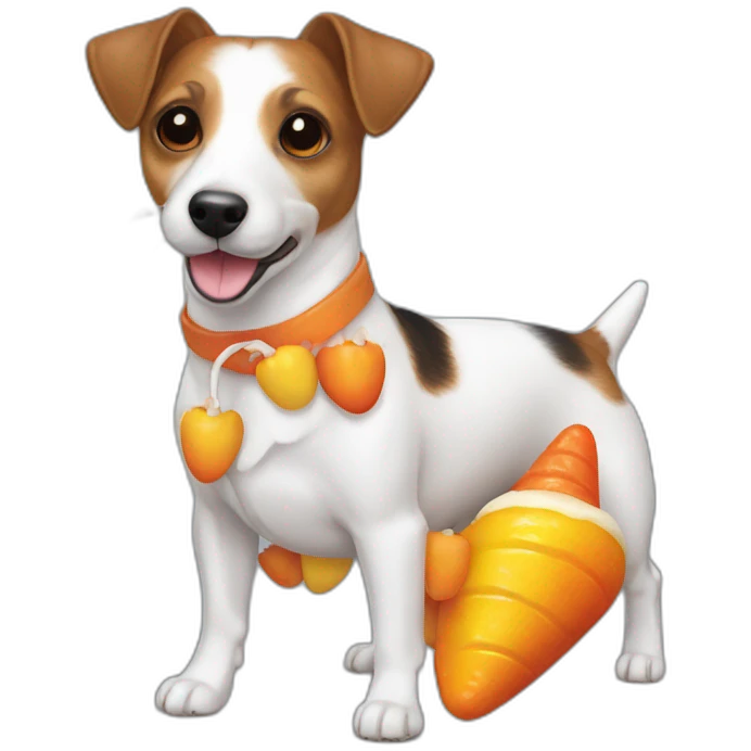 Jack Russell with candy corn toy emoji