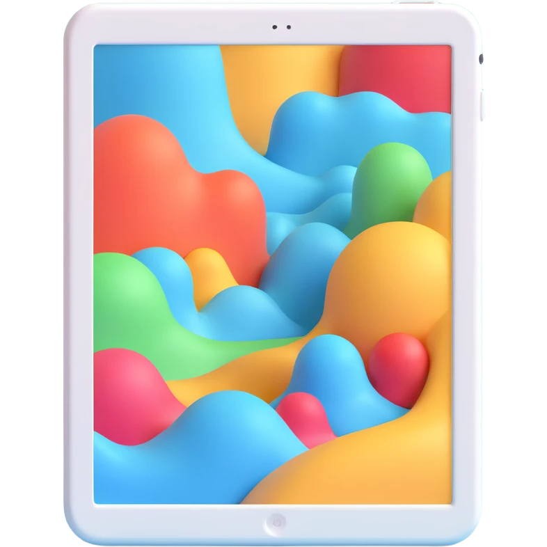 3D surreal iPad, minimal and clean, just the iPad, no logos or accessories, gentle surreal distortion emoji