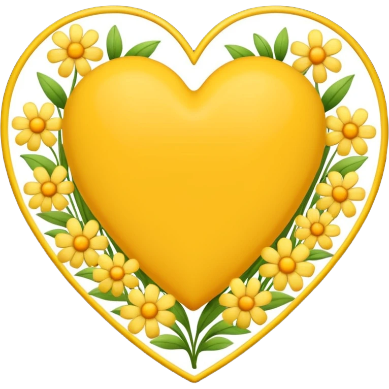 yellow heart with beautiful field flowers around its border emoji