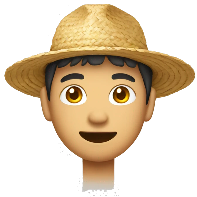 Asian with straw hat emoji