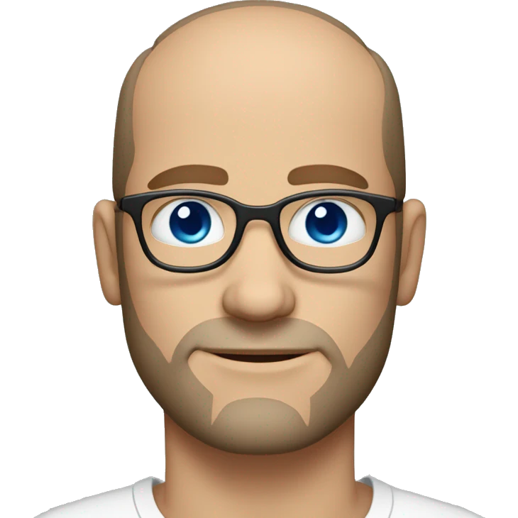 white man with receding hairline with blue eyes and glasses and stubble beard emoji