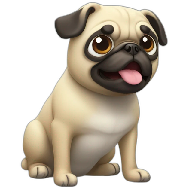 pug, 3D, cartoon emoji
