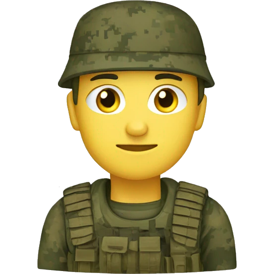 Ukrainian soldier, in camouflage pixel uniform emoji