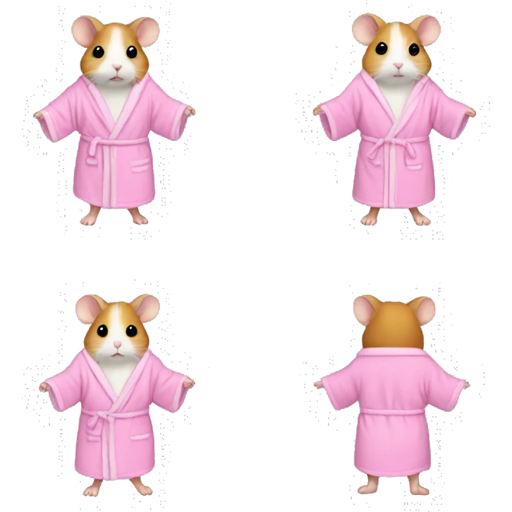 Hamster wearing a pink bath robe and slippers emoji
