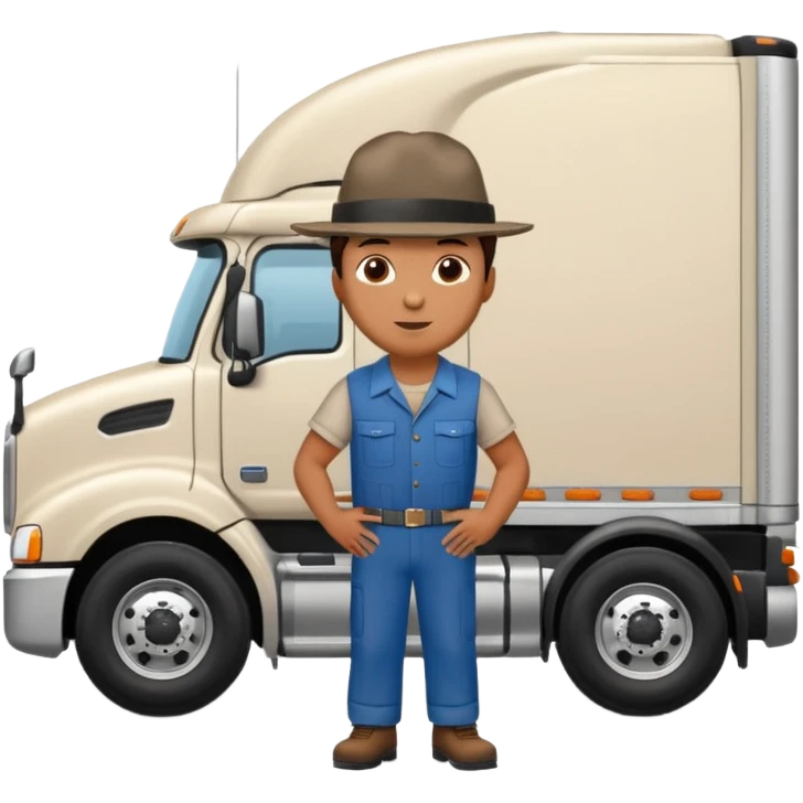 Kamyon şoförü Yarı Kamyon Karikatür çizimi kamyon yan dursun şoför de dışarda yanında olsun emoji