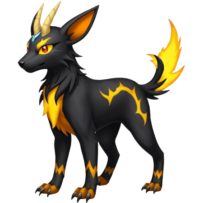 Long-horned Manectric-Houndoom-Luxray-Bobcat-Fakémon-fusion-animal-creature, full body  emoji