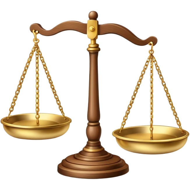 Scales of justice balanced with gavel emoji