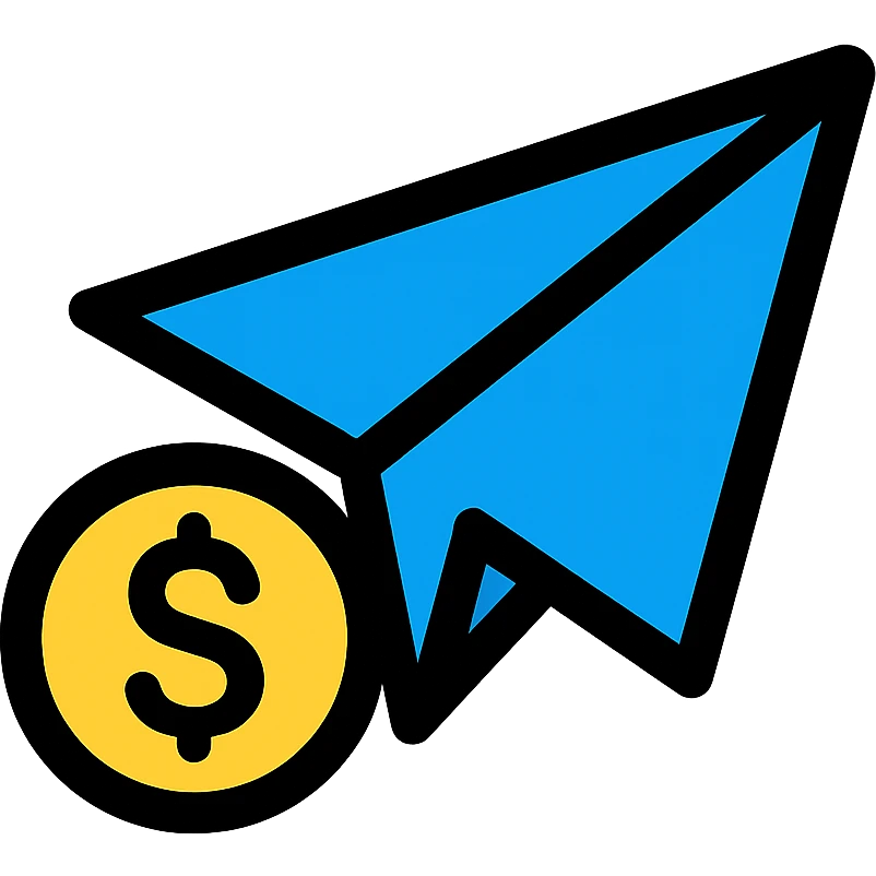 colored icon of a paper plane with a dollar sign, representing sending money emoji