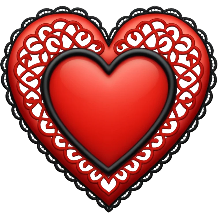 red black and white lace heart emoji