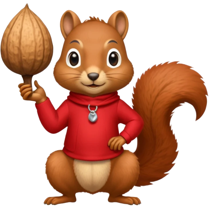 Thin and tall squirrel with nut, wearing red clothes emoji