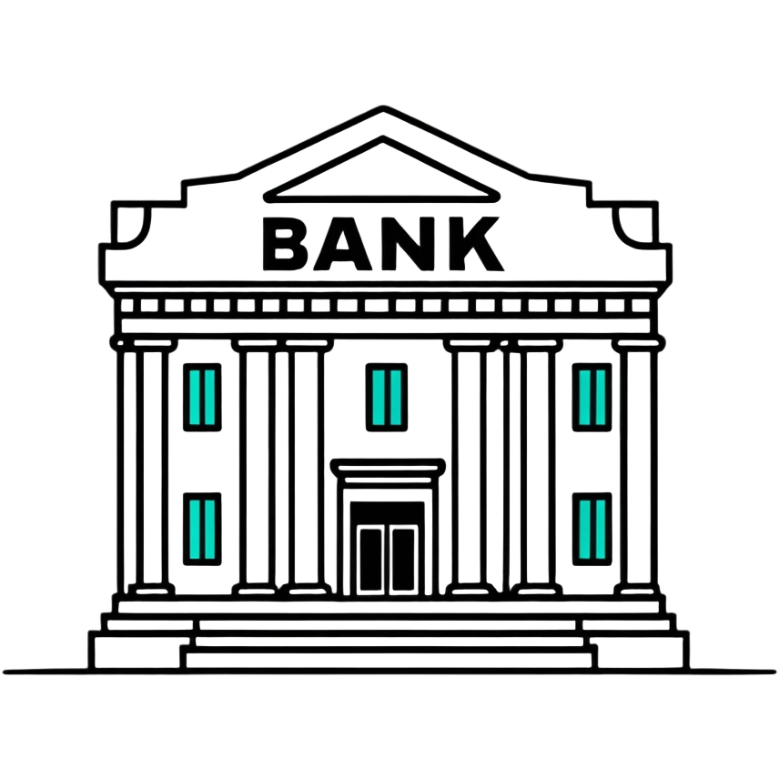 bank building crossed out, no banking emoji