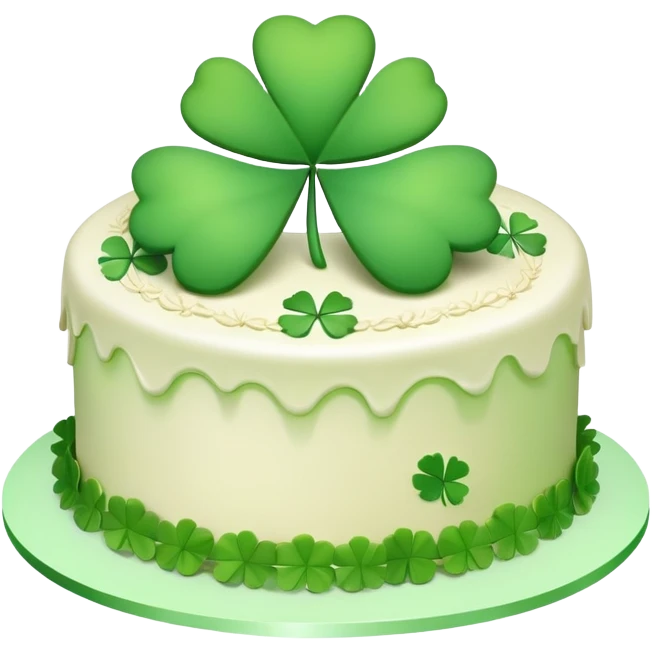 Birthday cake with four leaf clovers  emoji