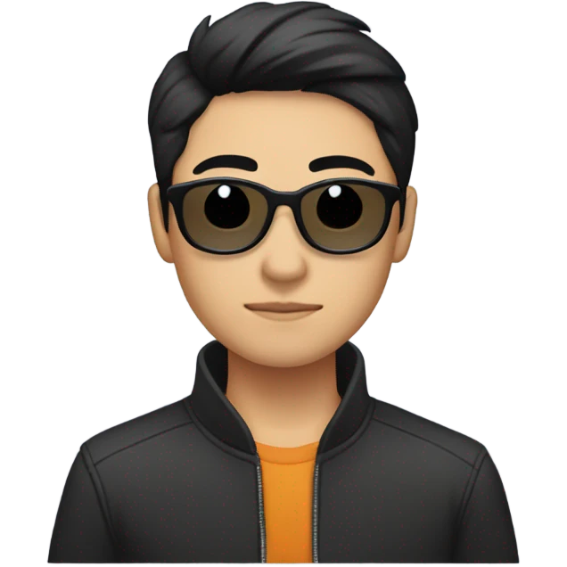 programmer, student, asian, black hair, black eyes, male, round face, black sunglasses emoji