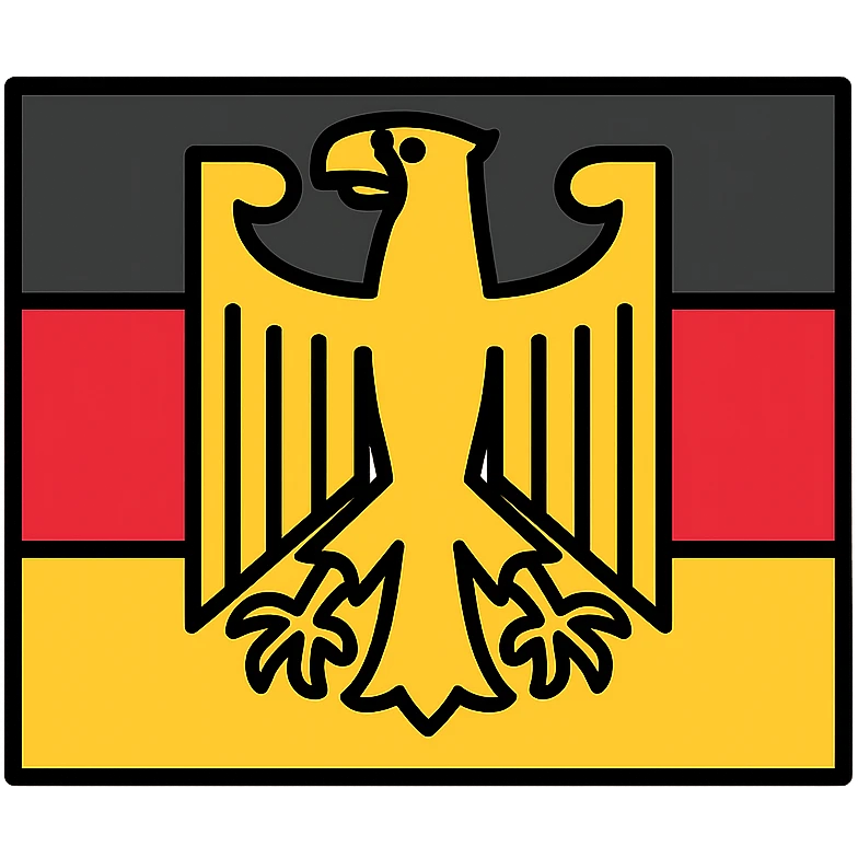 stylized Bundesadler on German flag, high contrast colors, no text, modern icon style emoji