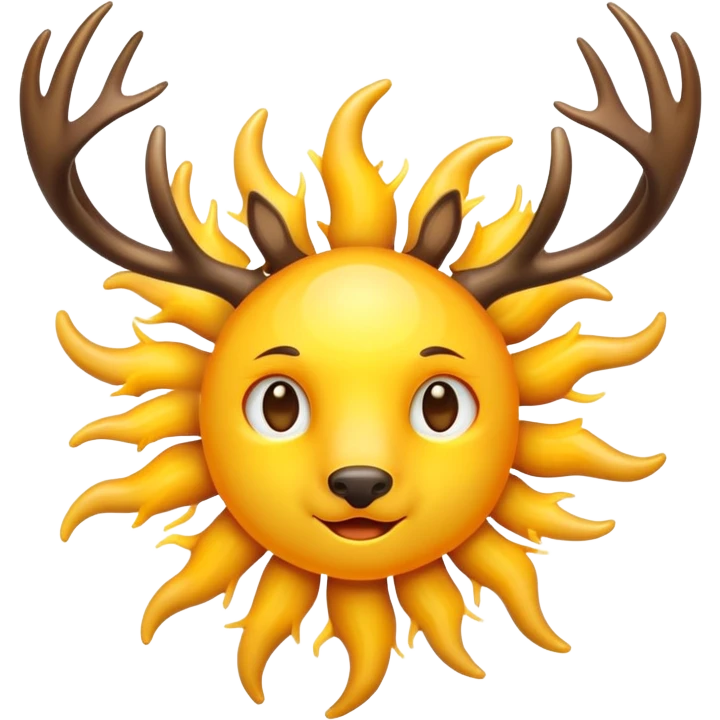 Sun emoji with deer antlers emoji