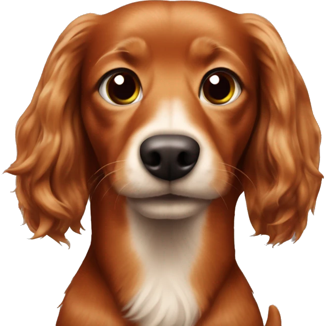 Longhaired red dachsdog with a dr pepper emoji