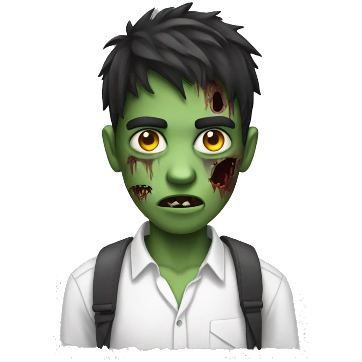teen boy zombie with dark hair and white shirt emoji